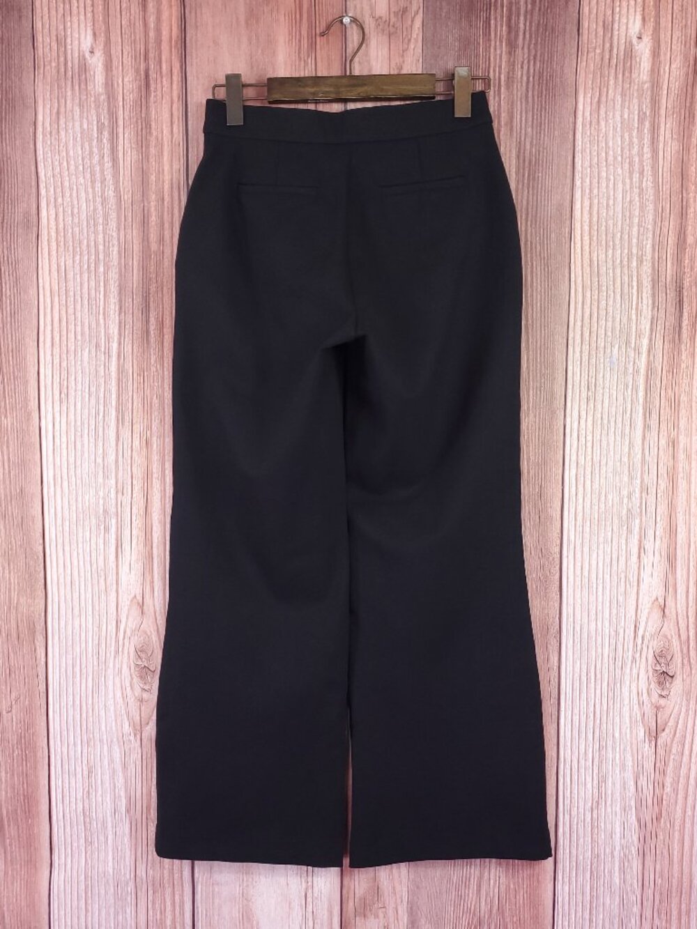 Quince Womens Size 4 Ultra Stretch Ponte Trousers Black Wide Leg High Rise Pants - Picture 2 of 14